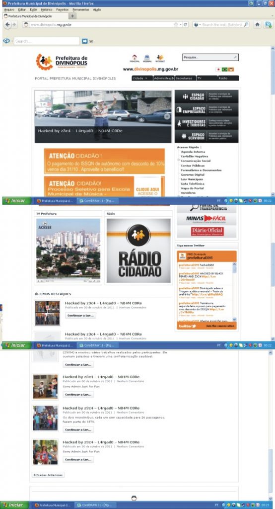 Site da Prefeitura de Divinópolis é invadido por hackers Veja imagens