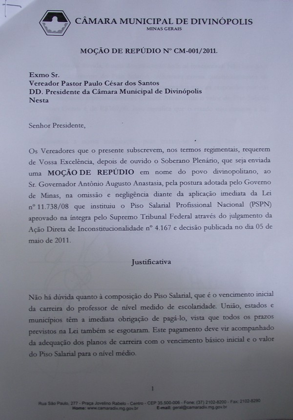 Vereadores de Divinópolis assinam Moção de Repudio ao governador de Minas (Veja quem não assinou) rep-1