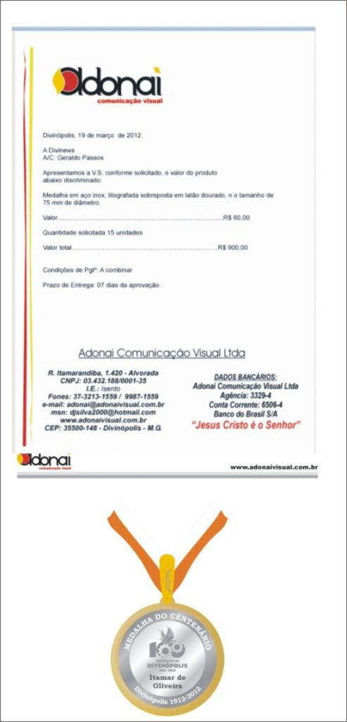 Empresa divinopolitana de brindes é preterida – Diretoria de Comunicação e Presidência da Câmara de Divinópolis optam por fomentar a economia de outras cidades adonai
