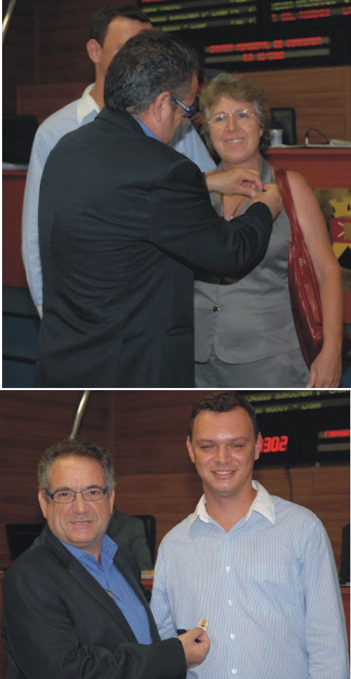 Iris Moreira (PV) e Silvio França são homenageados na Câmara Municipal de Sorocaba em São Paulo iris-silvio