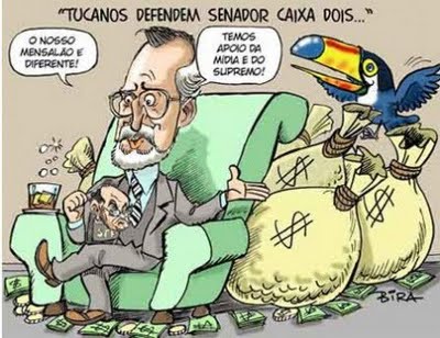 MP afirma que MENSALÃO tucano existiu em Minas - Documentos revelam movimentação financeira entre estatais, agências SMP&B e DNA, e a campanha de Eduardo Azeredo (PSDB) em 1998 chargedobiramensalc3a3otucano