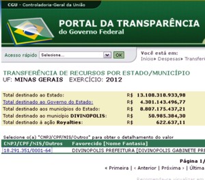 Divinópolis recebeu R$ 622.637,11 de royalties de Petróleo até setembro deste ano (2012) royalties