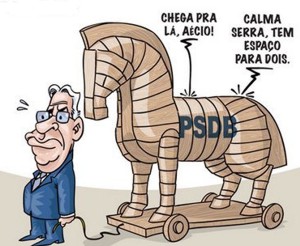 Tucanos em pé de guerra por candidatura antecipada de Aécio charge_fhc_cavalo_troia