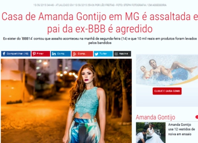 CONFIRMADA VIOLÊNCIA EM DIVINÓPOLIS: Casa de AMANDA GONTIJO é assaltada e pai da ex-BBB é agredido GONTIJO