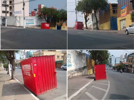 GERALDO BARROS, candidato a vice-prefeito retira containers depois de deixá-los dias e dias em via pública, sem alvará