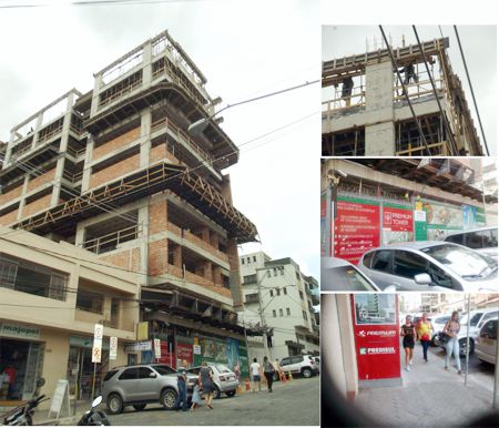 Construtora coloca em risco vida de operários e transeuntes por falta de fiscalização dela e de órgãos competentes CONSTRUTORA