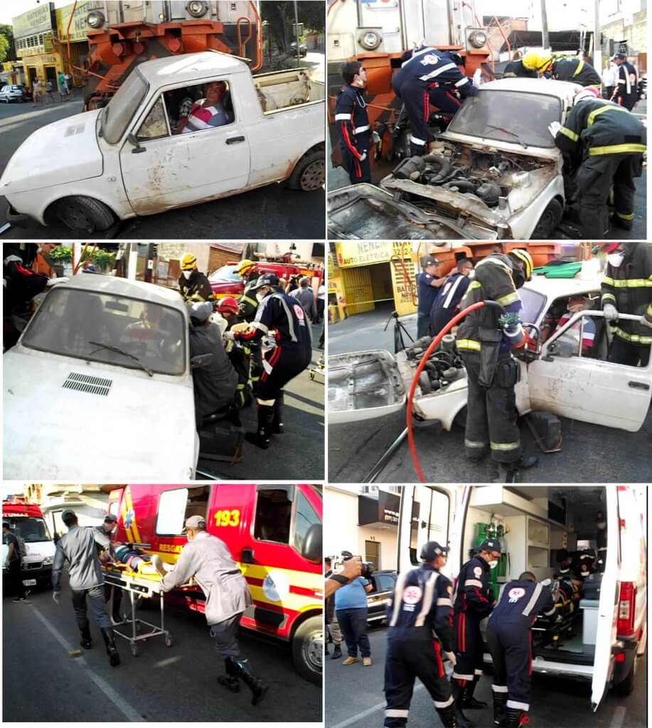 IMPRUDÊNCIA: Na semana do trânsito trem atropela carro na passagem de nível da Avenida Paraná, deixando dois feridos acidente - capa