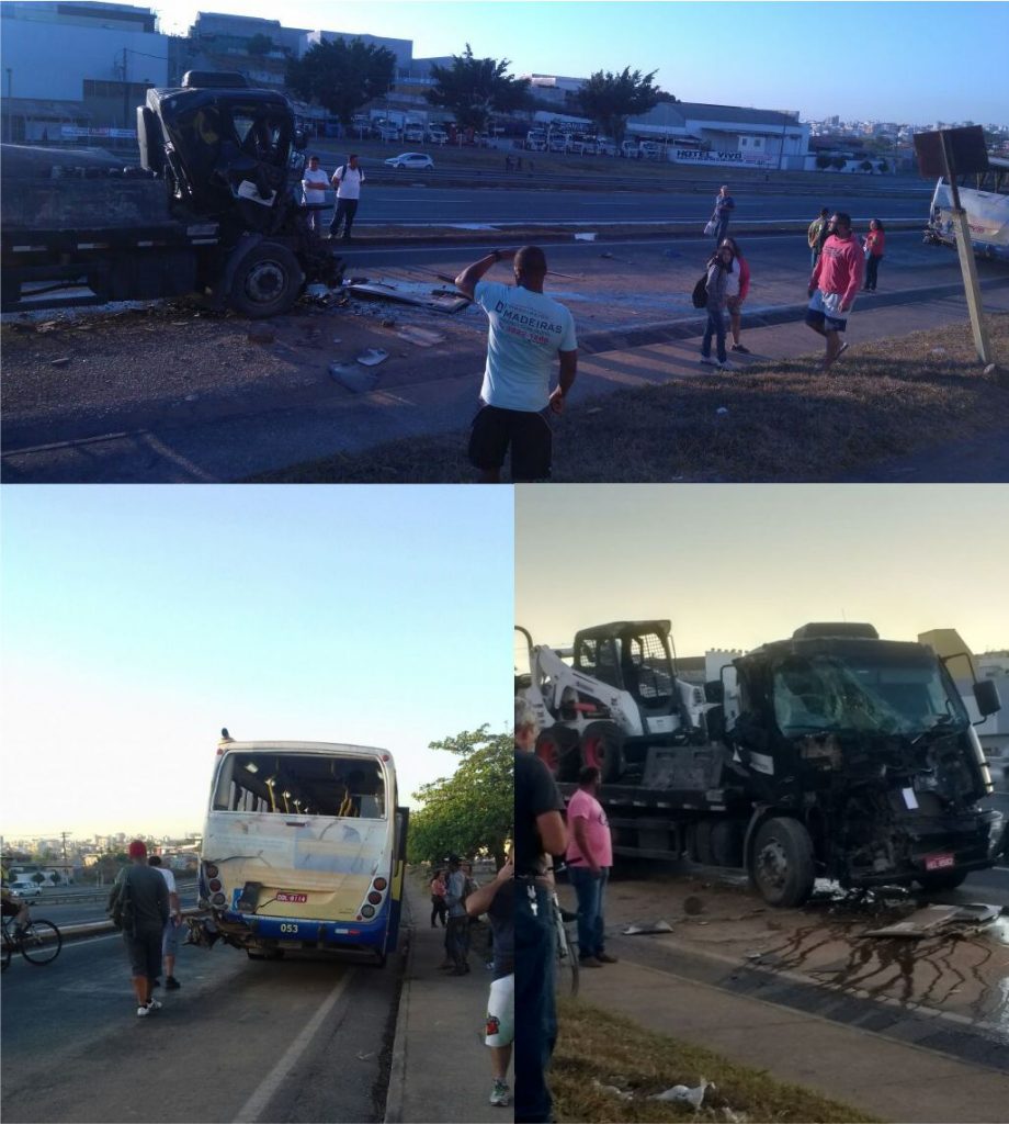 Caminhão não consegue parar e bate na traseira de ônibus da Transpratur na MG-050 onibus acidentado