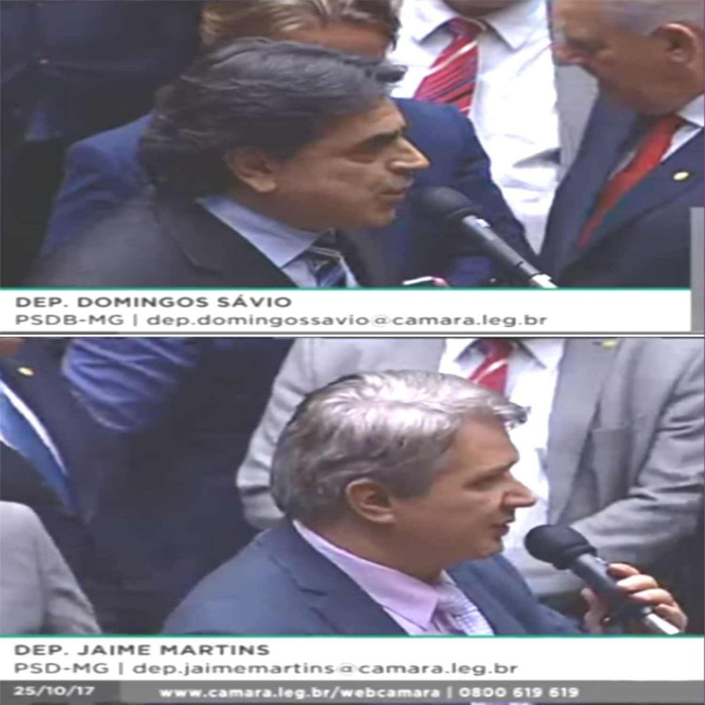 Deputados com base eleitoral em Divinópolis divergem em votação da 2ª denúncia contra Temer; Domingos votou contra a admissibilidade (SIM) e Jaime a favor (NÃO) Jaime e domingos 2