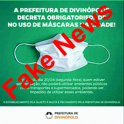CELEUMA: Prefeitura de Divinópolis é vítima de Fake News das máscaras fake news