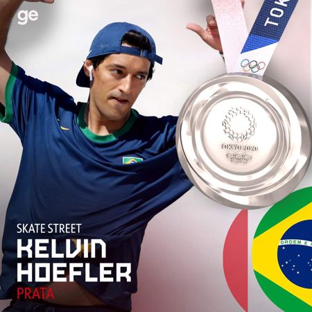 Kelvin Hoefler, do skate, garante a 1ª medalha do Brasil nos Jogos