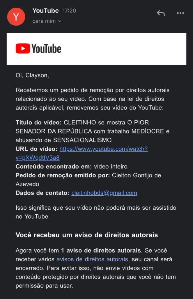 censura - Cleitinho Azevedo - Aviso 