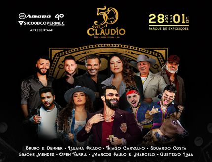 ExpoCláudio 2024 celebra 50 anos com programação especial; evento começa hoje com show gratuito de Bruno & Denner