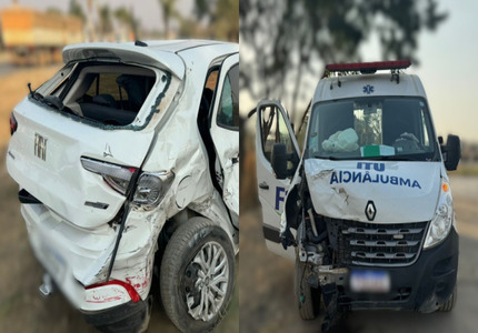 Idosa de 69 anos morre e outras duas pessoas ficam feridas, em batida entre ambulância e carro, na BR-354 Acidente na BR-354