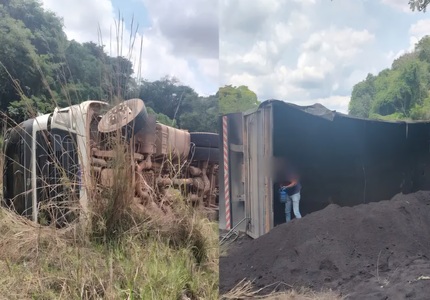 Carreta tomba na BR-494, em Divinópolis 1000171935