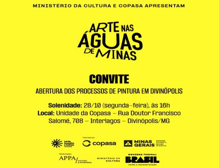 “Arte nas Águas de Minas” começa em Divinópolis na segunda (28/10) às 16h no Reservatório da Copasa COPASA 2