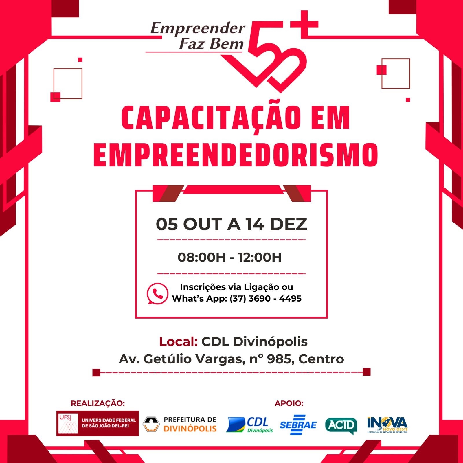 Inscrições abertas para curso gratuito de empreendedorismo para pessoas 50+ na CDL Divinópolis