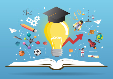 Sebrae promove Feira de Educação Empreendedora e Cooperativista na região Centro-Oeste Open book idea on light bulb.education concept.can be used for layout,vector