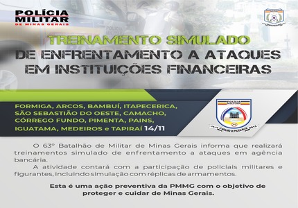 Simulação de ataque a bancos mobiliza polícia em 12 cidades do Centro-Oeste mineiro