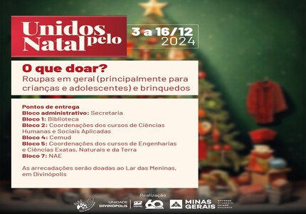 UEMG Divinópolis promove Campanha Unidos Pelo Natal, para arrecadação e doação de roupas e brinquedos uemg divinópolis campanha unidos pelo natal (1)