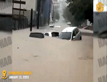 Enchente em cidade mineira repercute internacionalmente: “Now Brazil is sinking! Cars floating in water, heavy flash floods in Divinopolis”, retrata o HAG Weather