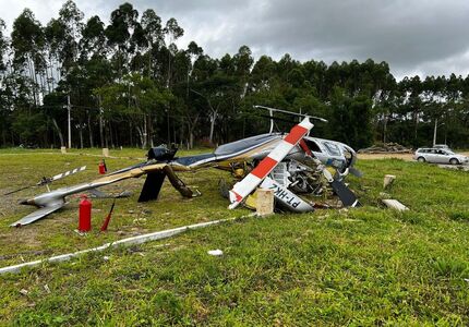 Helicóptero cai em Santa Catarina durante decolagem mas nenhum vítima fatal é registrada