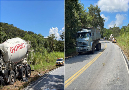 Batida de caminhões entre Itapecerica e Cláudio mata idoso, na MG-260 montagem bat1da ita (1)