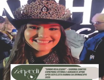 “Sonho realizado!” – Sabrina Santos comemora vitória e agradece apoio após ser eleita Rainha da Divinaexpo 2025 RAINHA 2