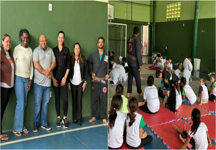 Presidente da Câmara de Cláudio visita projeto social de jiu-jítsu com crianças no Clube de Mães