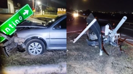 Motorista bate em placas e derruba radar na MG-050 em Divinópolis