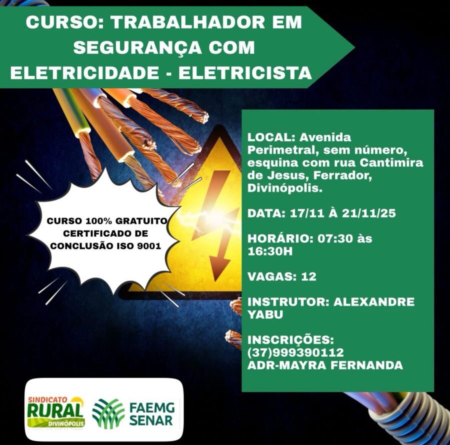 CURSO GRATUITO DE ELETRICISTA OFERECE OPORTUNIDADE DE QUALIFICAÇÃO PROFISSIONAL EM DIVINÓPOLIS