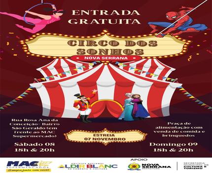 A magia do picadeiro chega a Nova Serrana: Circo dos Sonhos estreia dia 7 com entrada gratuita