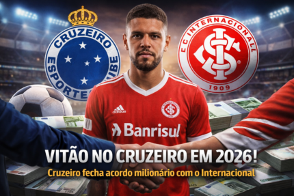 Cruzeiro fecha acordo milionário com o Internacional e encaminha contratação de Vitão para 2026