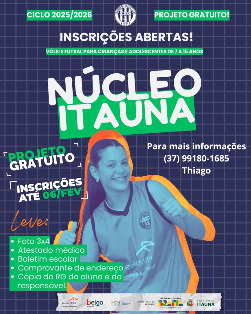 Prefeitura de Itaúna mantém abertas vagas gratuitas para aulas de vôlei e futsal em Santanense WhatsApp Image 2026-01-19 at 14.07.42