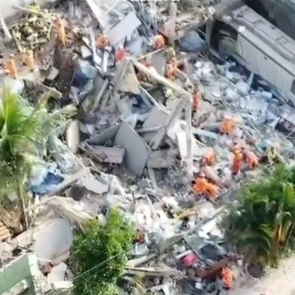 Prédio com asilo desaba em BH e bombeiros caçam 14 vidas sob montanha de concreto