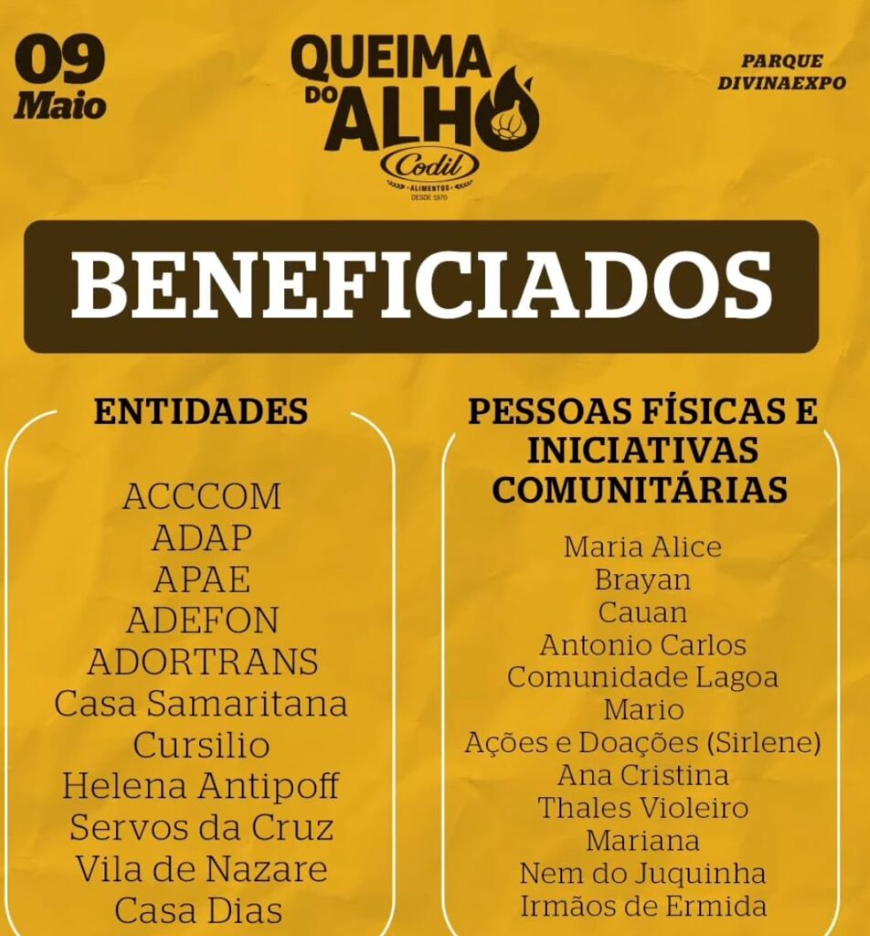 Queima do Alho anuncia entidades beneficiadas na Divinaexpo em Divinópolis IMG-20260403-WA0056
