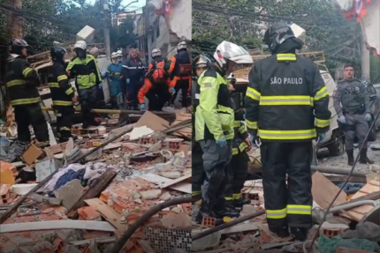Explosão seguida de incêndio destrói imóveis e deixa moradores sob escombros em São Paulo EXPLOSAO