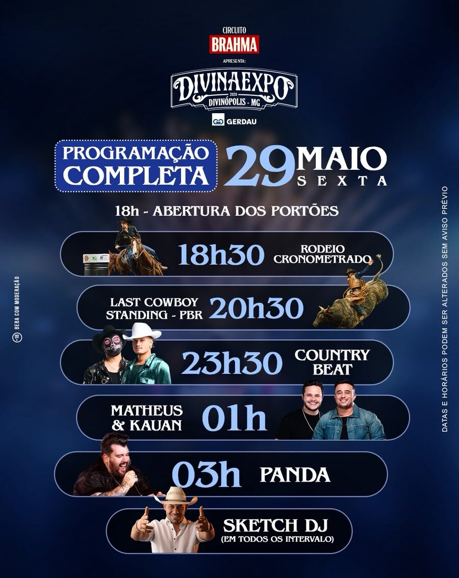 Sextou na Divinaexpo 2026: que promete arena lotada emoção no rodeio e grandes shows
