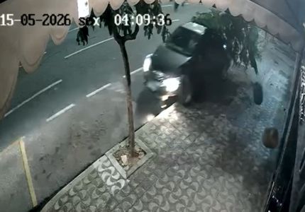 Carro sobe na calçada e arranca duas árvores na Primeiro de Junho em Divinópolis; motorista supostamente bêbado (vídeo)