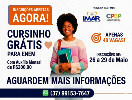 Cursinho popular gratuito abre inscrições com auxílio mensal de R$ 200 para estudantes