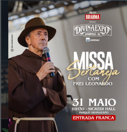 Missa Sertaneja com Frei Leonardo promete emocionar público na Divinaexpo 2026