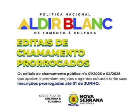 Nova Serrana amplia prazos da PNAB e lança novo edital cultural nova serrana lei 877