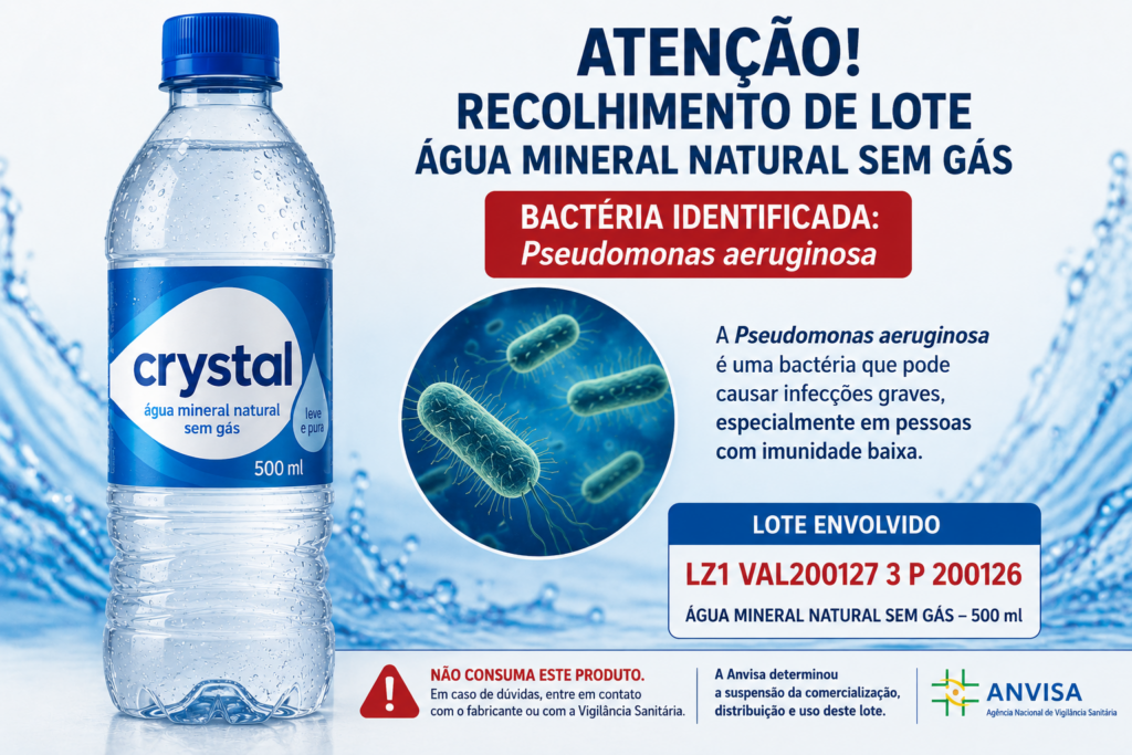 Anvisa manda recolher água Crystal após detectar bactéria ligada a infecções graves; entenda os riscos ChatGPT Image 3 de jun. de 2026, 11_06_12