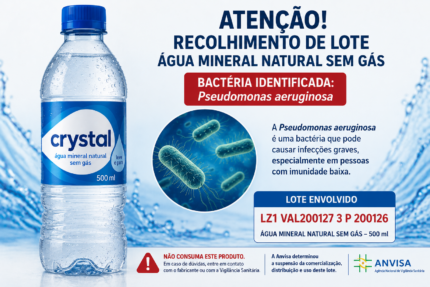 Anvisa manda recolher água Crystal após detectar bactéria ligada a infecções graves; entenda os riscos