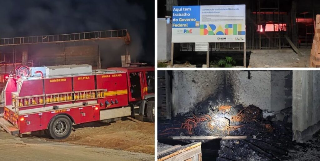 Incêndio atinge obra de posto de saúde no bairro Babilônia em Bom Despacho INCENDIO BOM DESPACHO novo