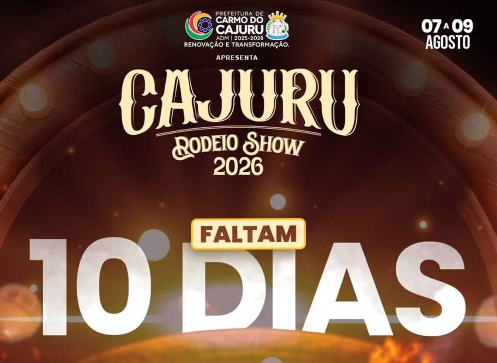 Cajuru Rodeio Show 2026 começa em 10 dias com grandes atrações Faltam apenas 10 dias! ⏳ A contagem regressiva para o Cajuru Rodeio Show 2026 está quase no fim! (1)