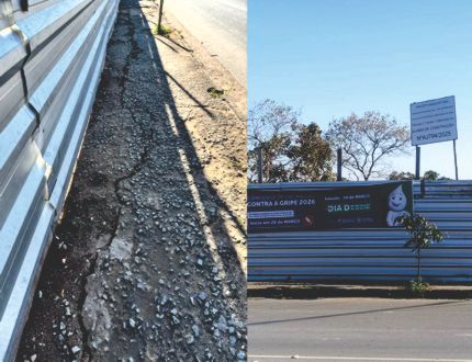 Obra particular em frente a prefeitura de Divinópolis abre rachaduras em calçada com risco para pedestres