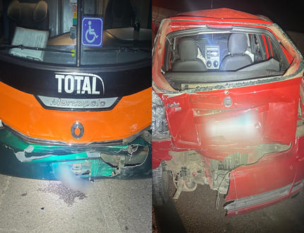 Acidente entre carro e ônibus deixa três feridos na MG-050, em Itaúna