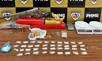 Sexagésimo Batalhão da Polícia Militar prende homem e apreende drogas e duas armas em Perdigão após denúncia