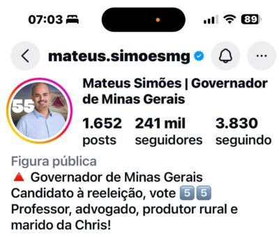 “Esse perfil mentiu”: Mateus Simões publica direito de resposta de Cleitinho após derrota por 6 a 0 no TRE-MG
